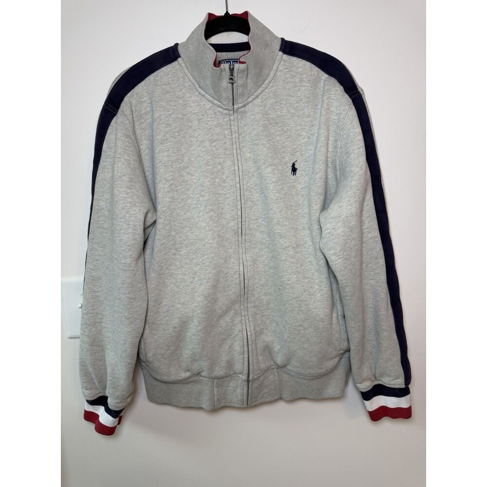 Vintage Polo Ralph Lauren Jacket Mens XL Blue Track Full Zip Sweatshirt Y2K